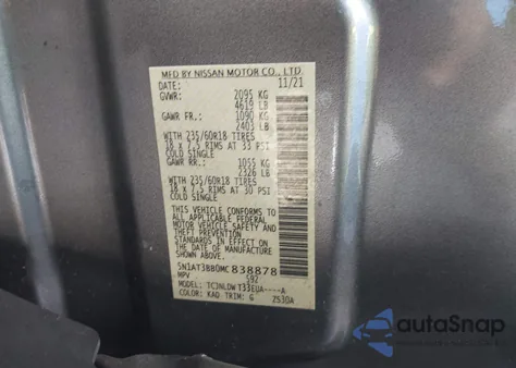 2021 Nissan Rogue Sv Intelligent Awd z USA, uszkodzony, nr VIN 5N1AT3BB0MC838878